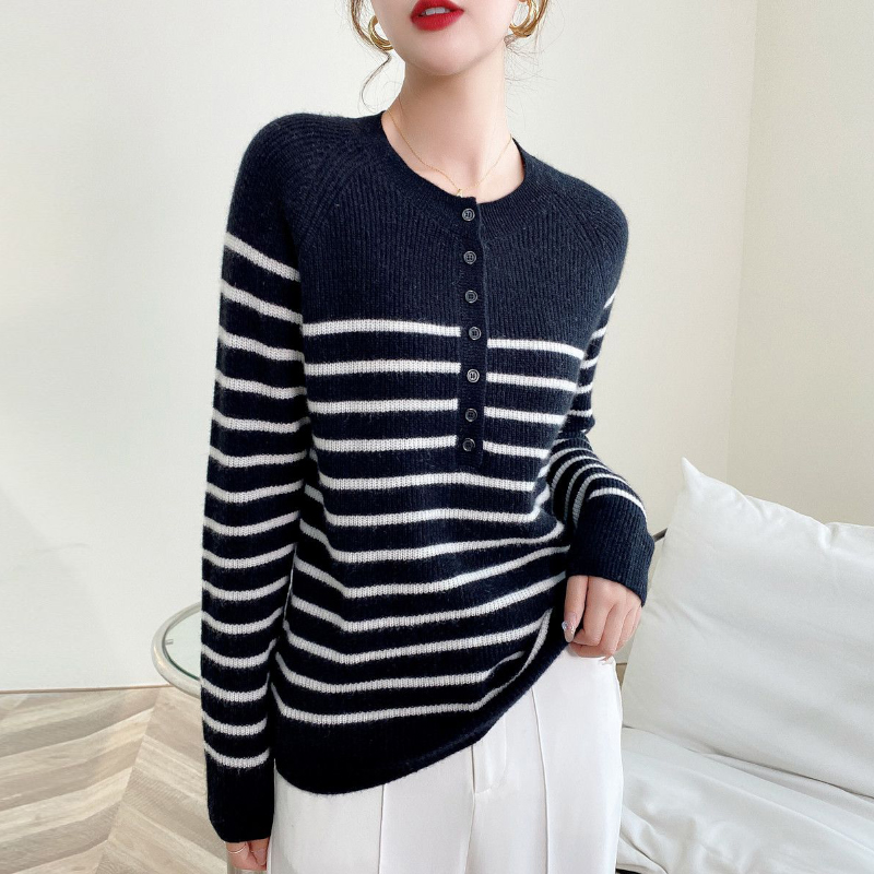 2024秋冬新款100%纯小山羊绒套头长袖圆领针织羊绒衫