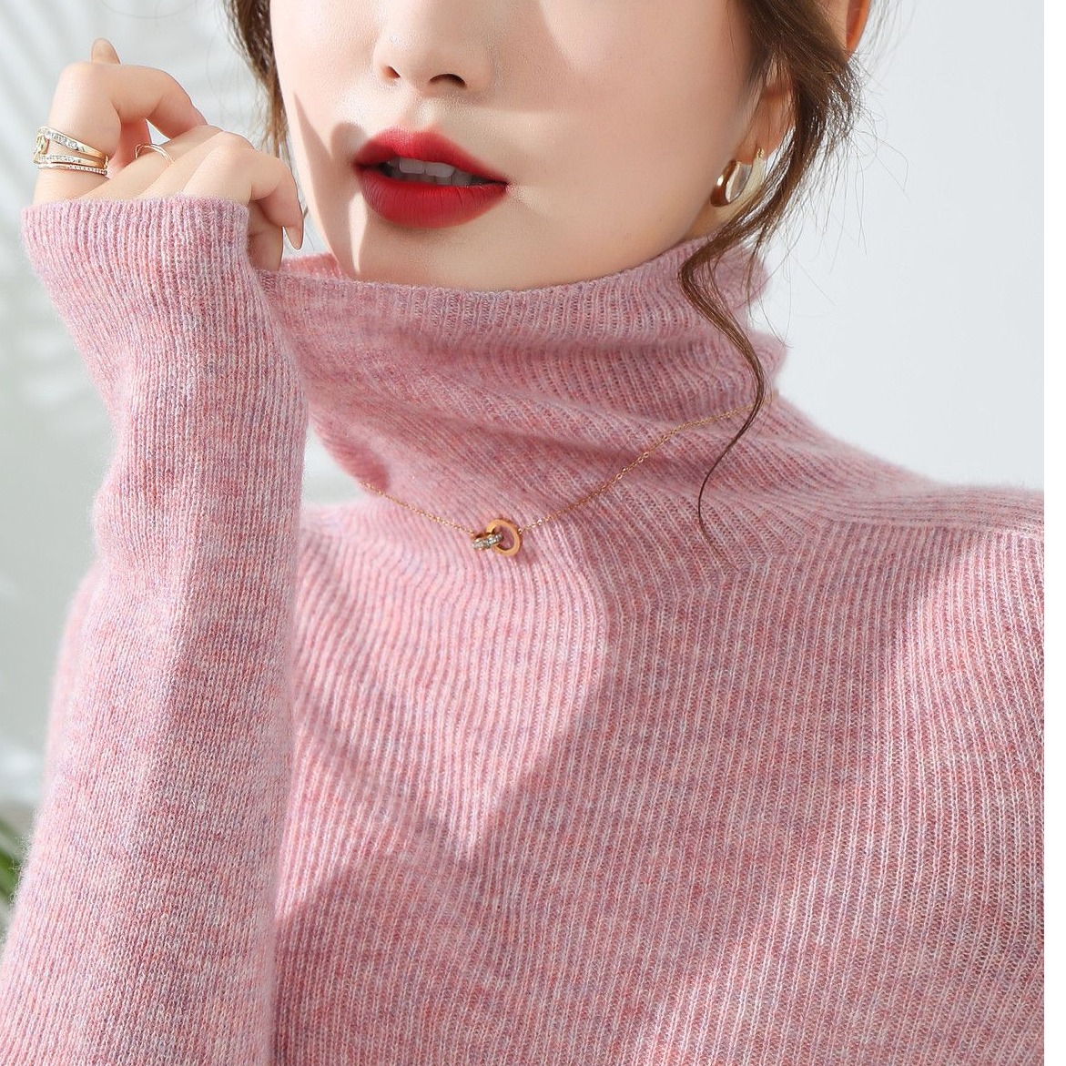 100纯小山羊绒毛衣女高领2024秋冬新款羊绒衫内搭保暖针织打底衫