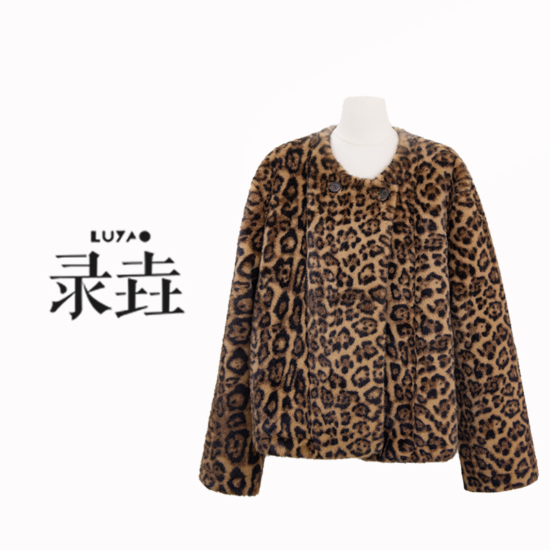 人造皮草 【LUYAO·录垚原创】{红人上新}豹纹环保毛外套