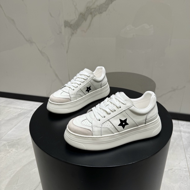 厚底板鞋洋气增高鞋小白鞋白色休闲鞋百搭真皮潮流厚底女款潮鞋