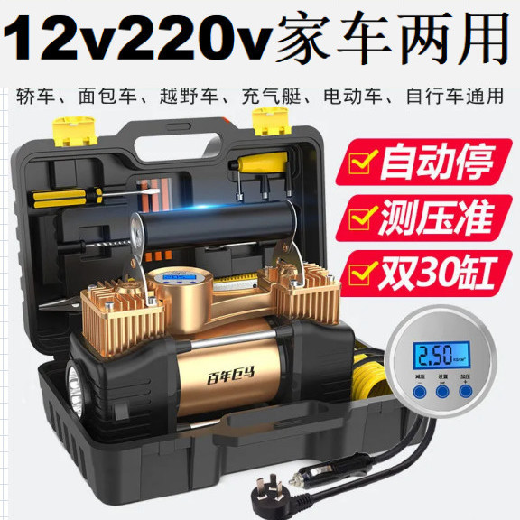 家车两用充气泵12v220v越野车小车冲气泵自动打气多功能加气泵