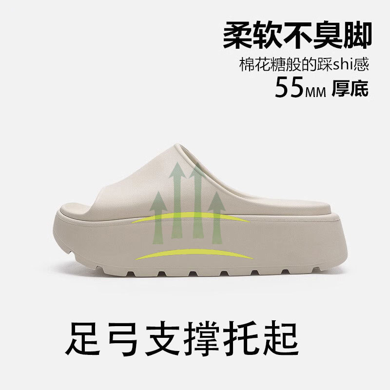 2024新款厚底椰子拖鞋增高软底EVA拖鞋女踩屎感家居家用外穿凉拖