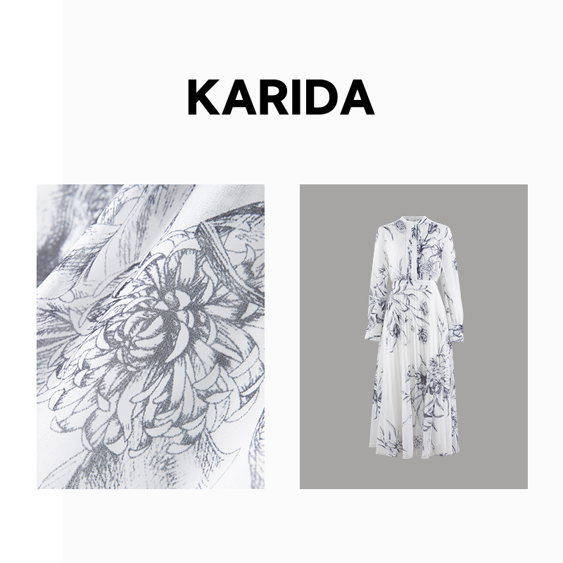 Karida珂芮达【悄入紫禁城】国风连衣裙循环印花每件与众不同