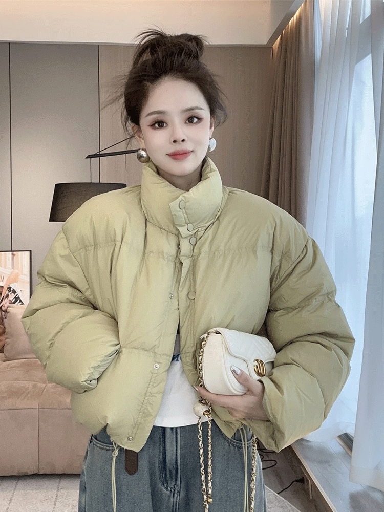 波司澄韩国东大门原版面包服女立领小个子短款白鸭绒羽绒服秋冬新