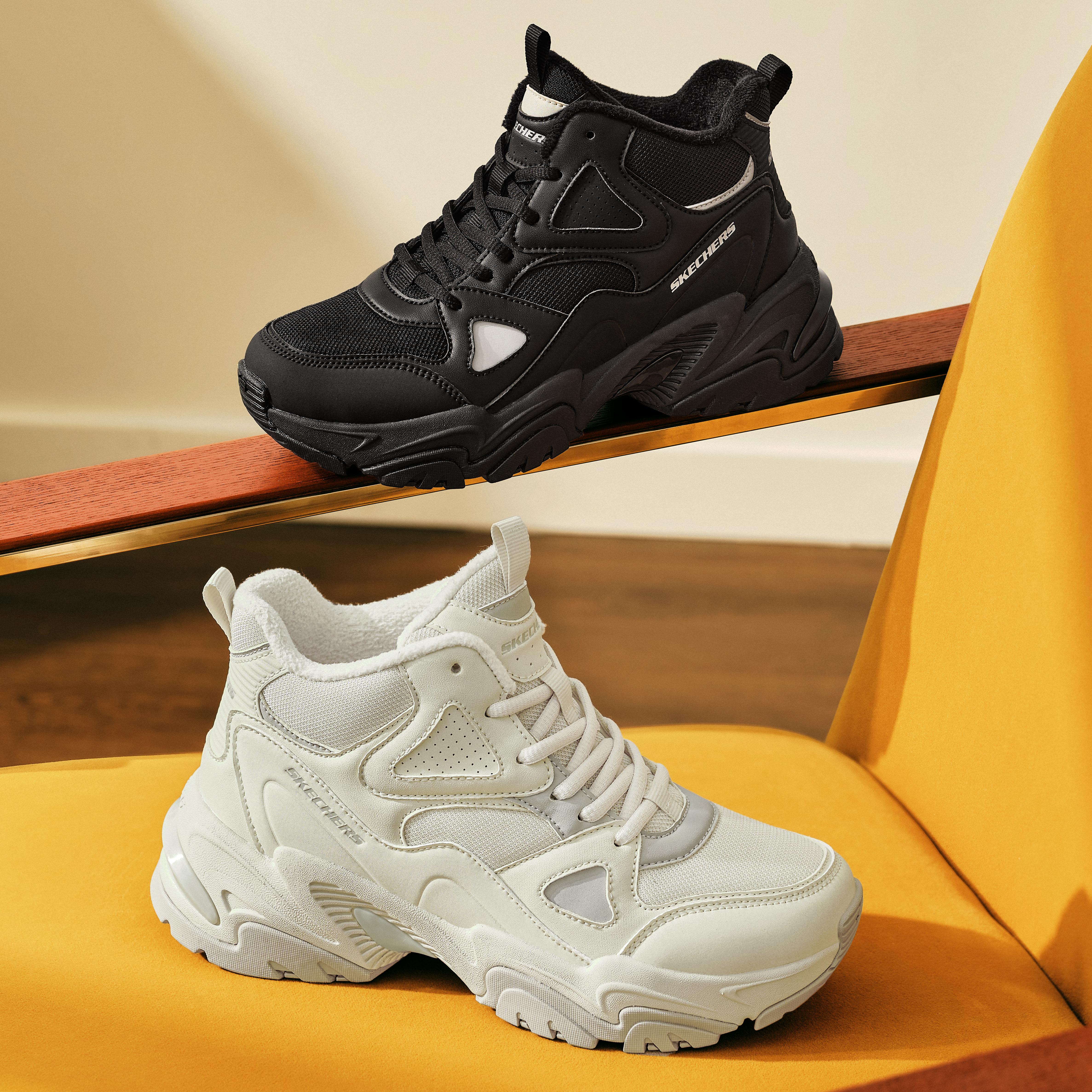 SKECHERS斯凯奇秋冬女厚底高帮鞋时尚百搭老爹鞋休闲跑步鞋168023