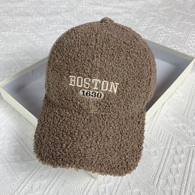 2025加绒帽子女士秋冬季时尚百搭毛绒鸭舌帽加厚保暖棉帽棒球帽