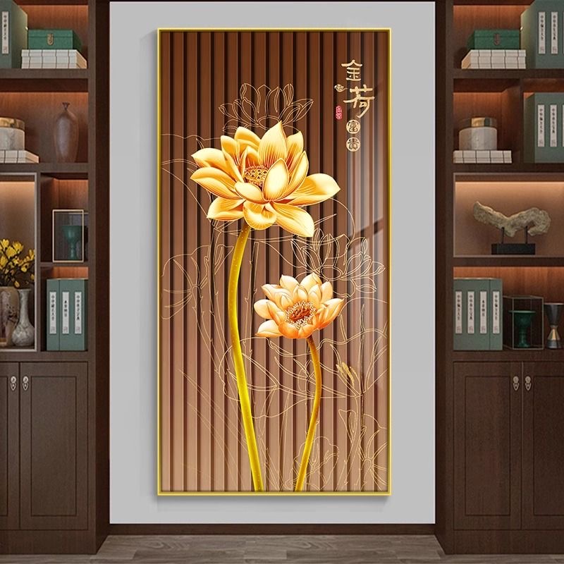 腾景空间【金荷富贵】2026新款荷花年年有余走廊过道入户玄关画晶瓷