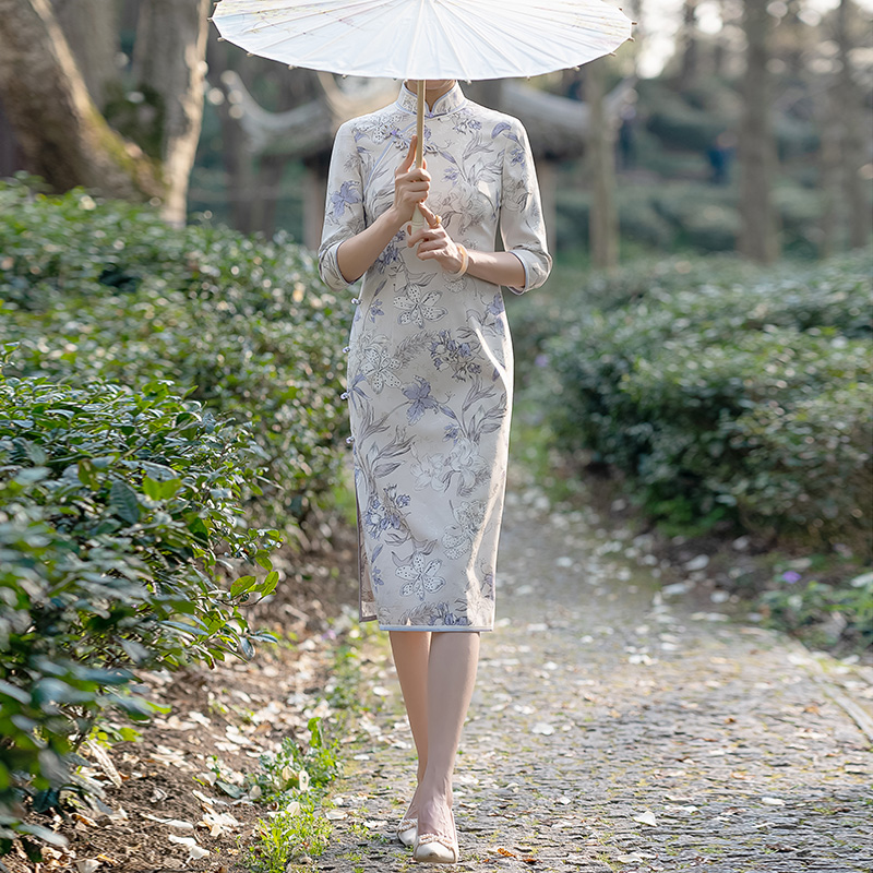 【断码清仓】司藤 徐永良51878重磅提花桑蚕丝醋酸里布中国风旗袍