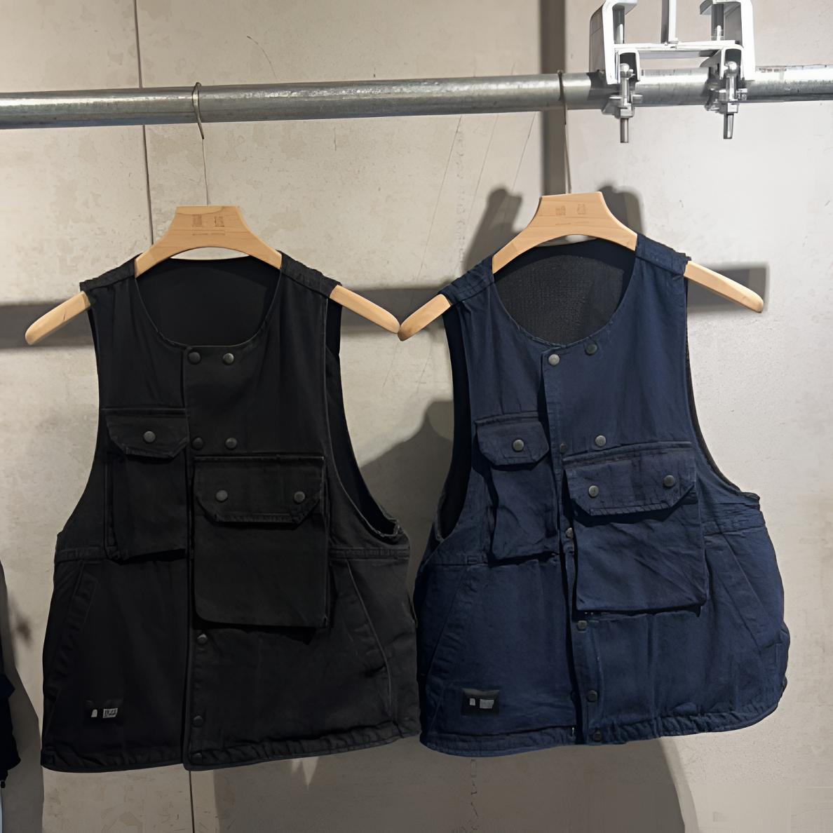 日系工装水洗马甲复古风多口袋设计户外百搭