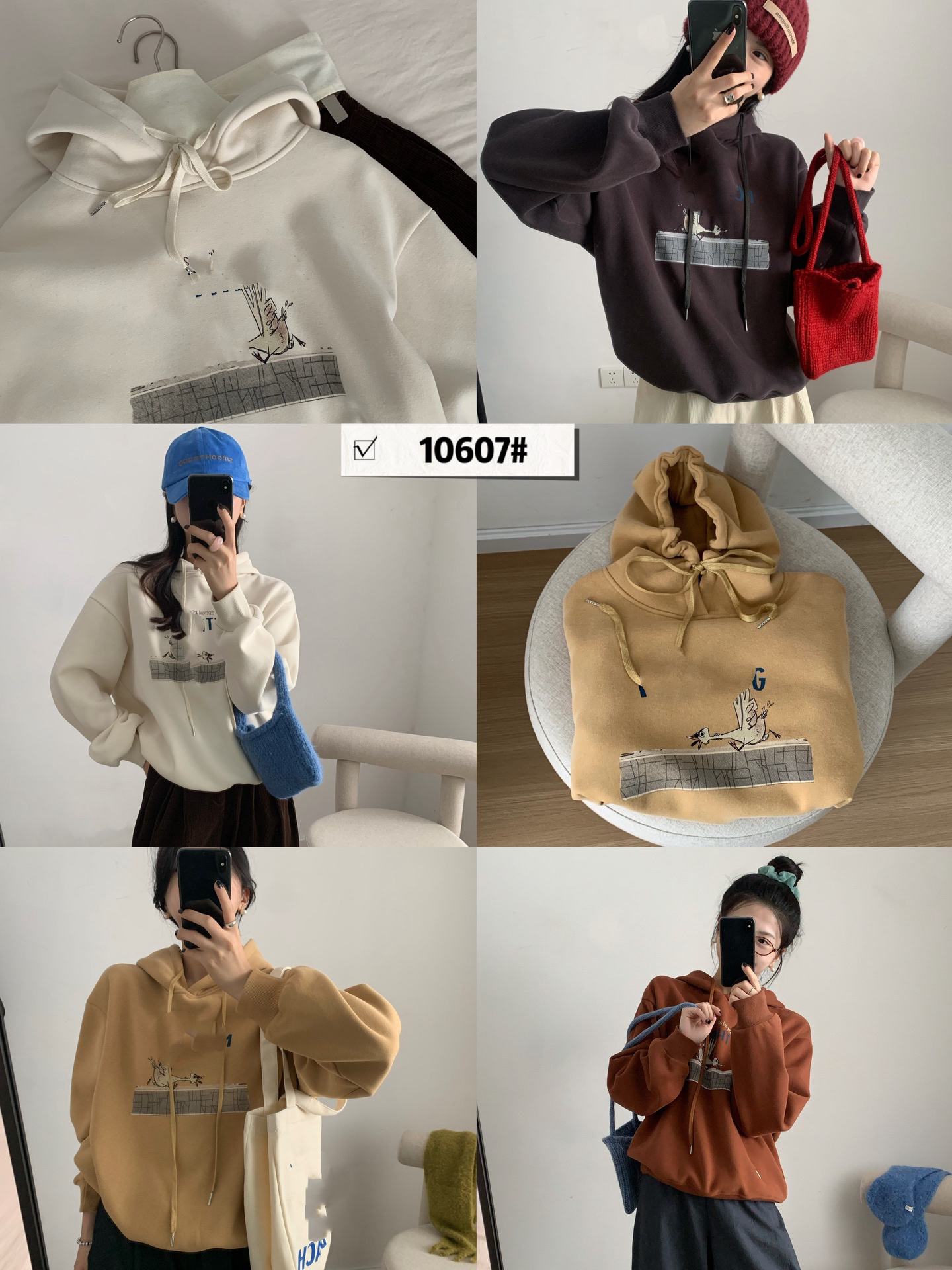 卡通印花连帽秋季新款加绒慵懒风宽松休闲套头卫衣10607店现