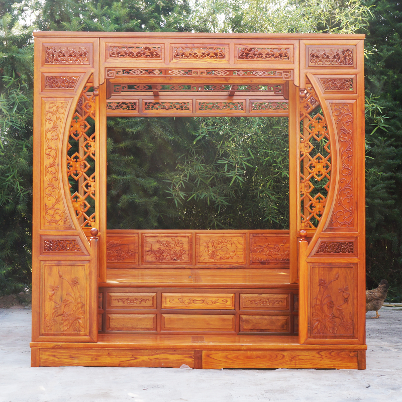 醉江南新中式实木明清仿古典千工拔步踏步床月洞架子床双人床