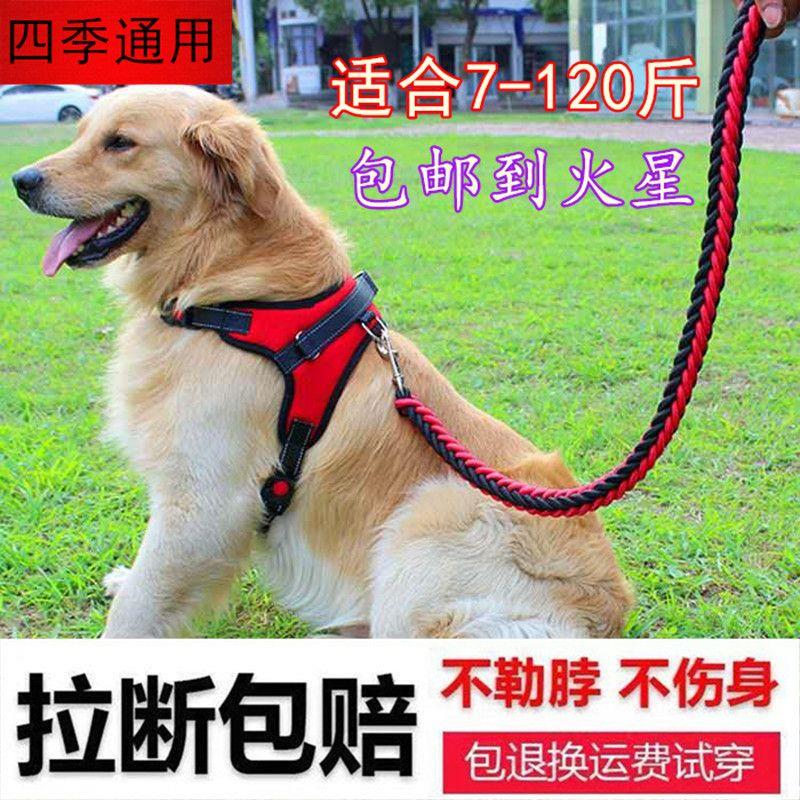专用狗牵引绳子遛狗项圈大中型犬可伸缩背心式胸带毛边牧狗链子