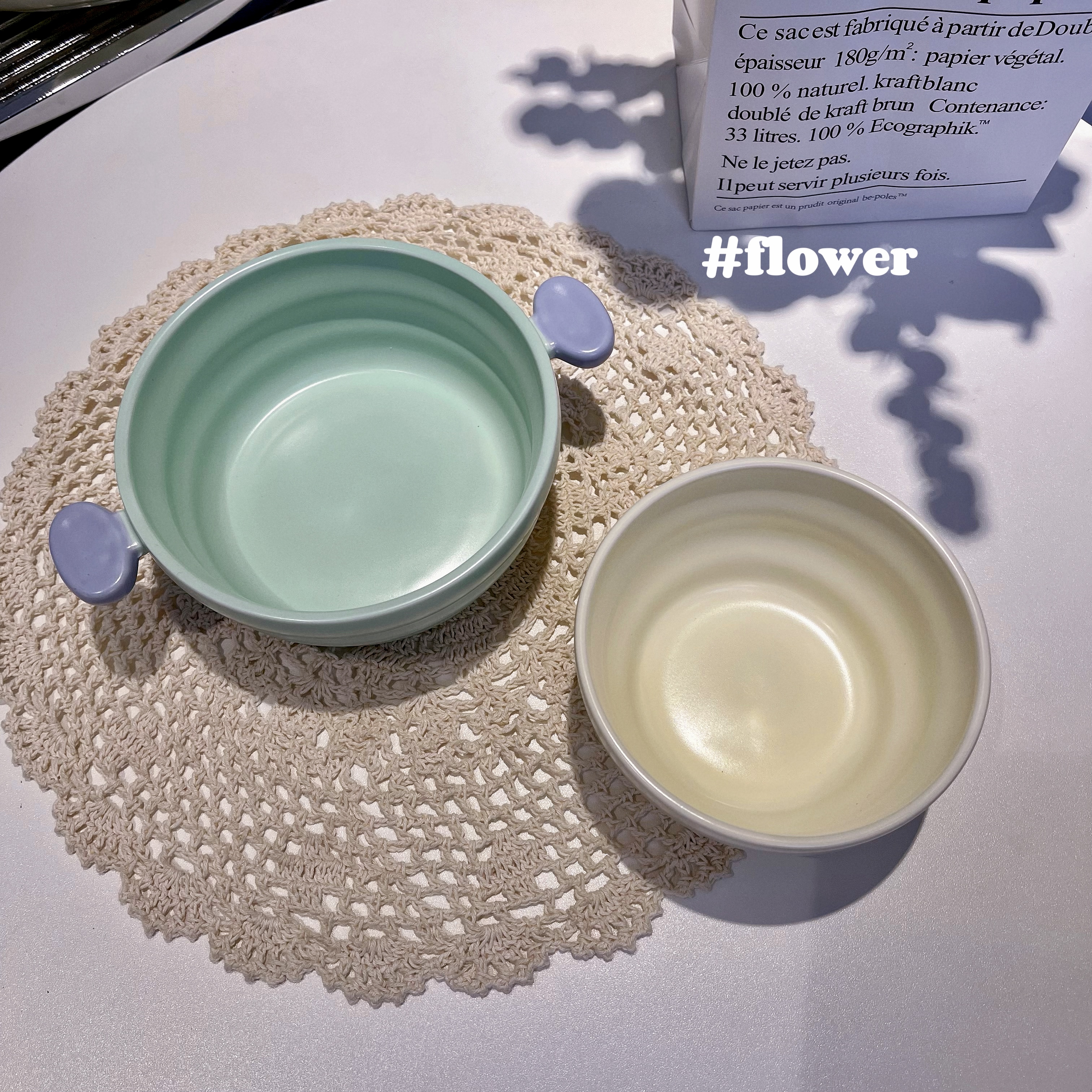 创意可爱奶油风糖果系列7.5英寸吃饭情侣陶瓷哑光双耳碗家用饭碗