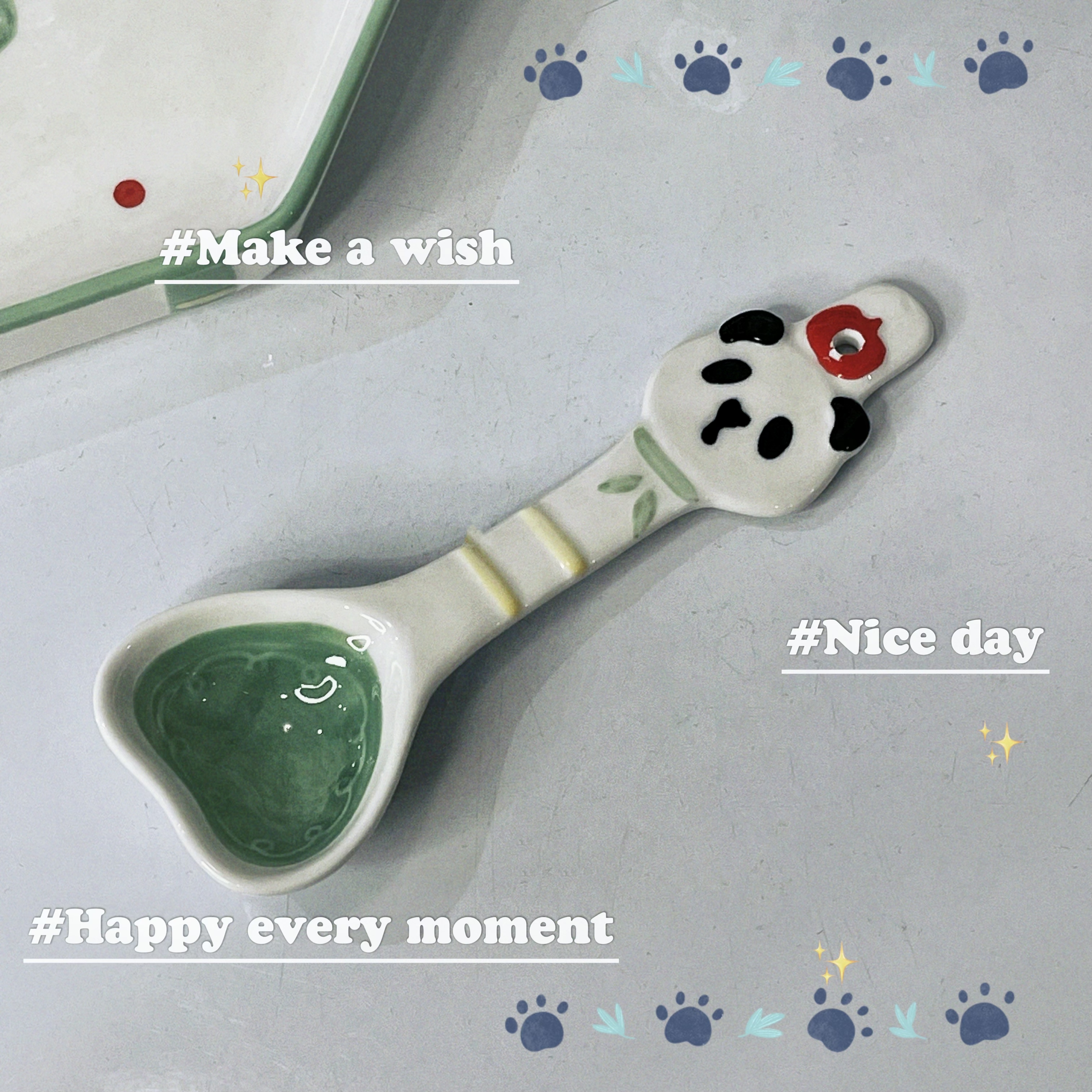 小熊猫陶瓷勺子釉下彩可爱卡通儿童吃饭汤匙饭勺子