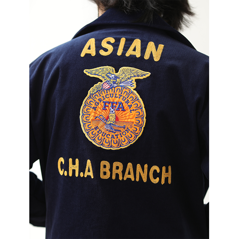 灯芯绒三色美式复古精工刺绣外套 阿美咔叽FFA农协夹克MBBCAR窄幅