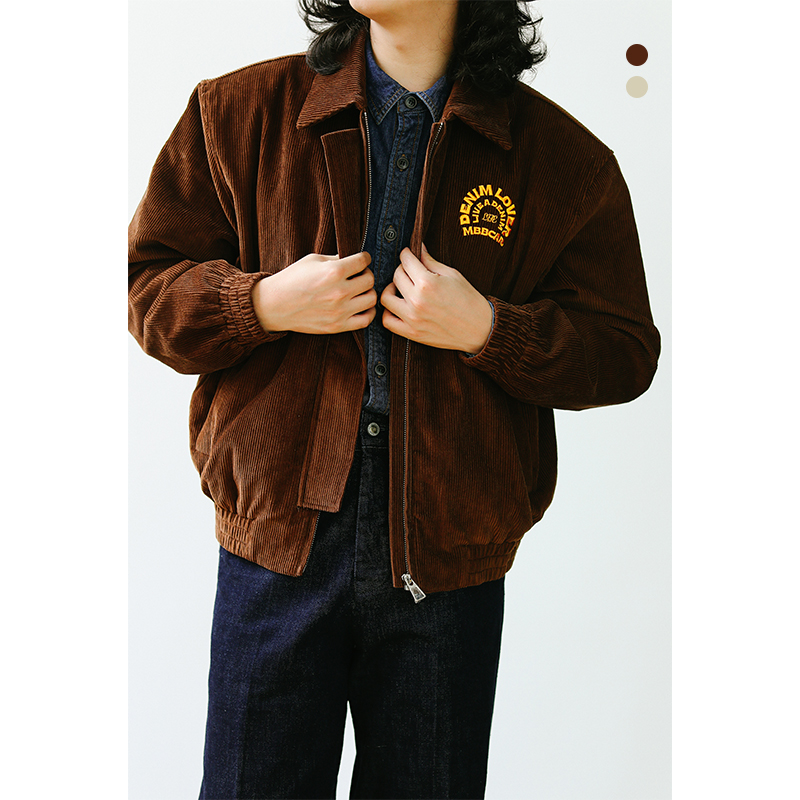 两色A-2飞行员夹克 复古阿美咔叽硬汉灯芯绒风衣外套男MBBCAR窄幅