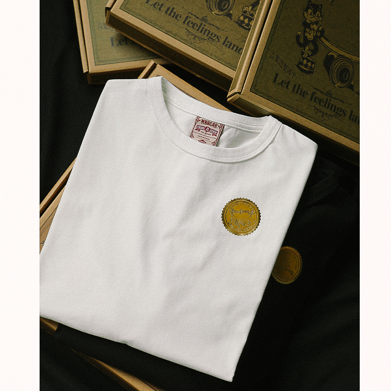 MBBCAR窄幅坏猫系列纯色上衣复古基础短宽新疆长绒棉丝滑短袖T恤