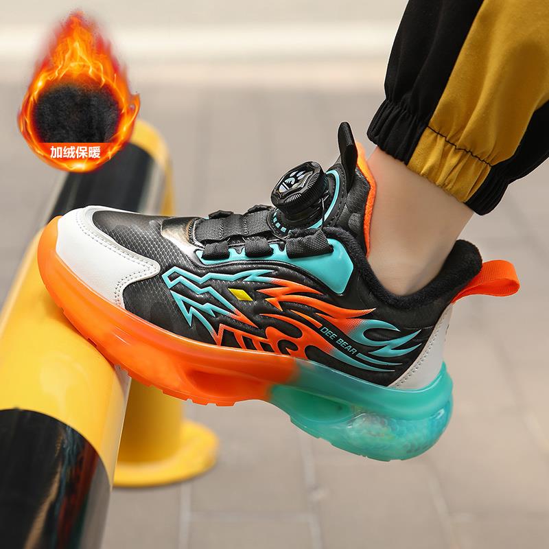 乔丹官方童鞋儿童棉鞋冬季加绒旋转纽扣鞋子保暖二棉男大童运动鞋