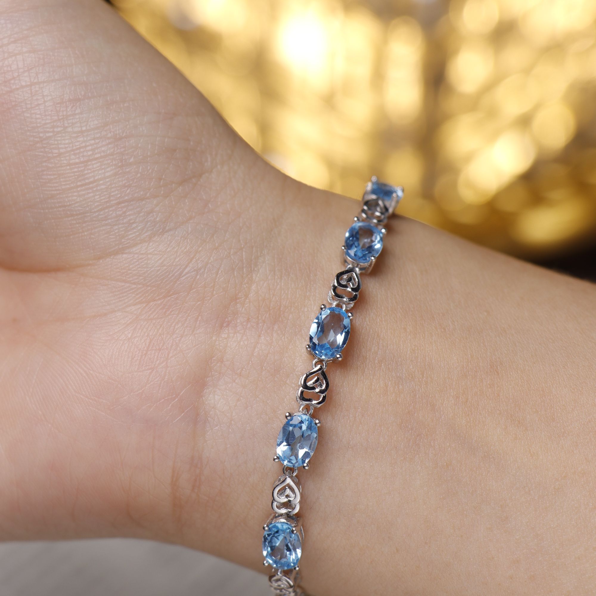 天然托帕石手链通体S925银镶嵌-多样性发其一