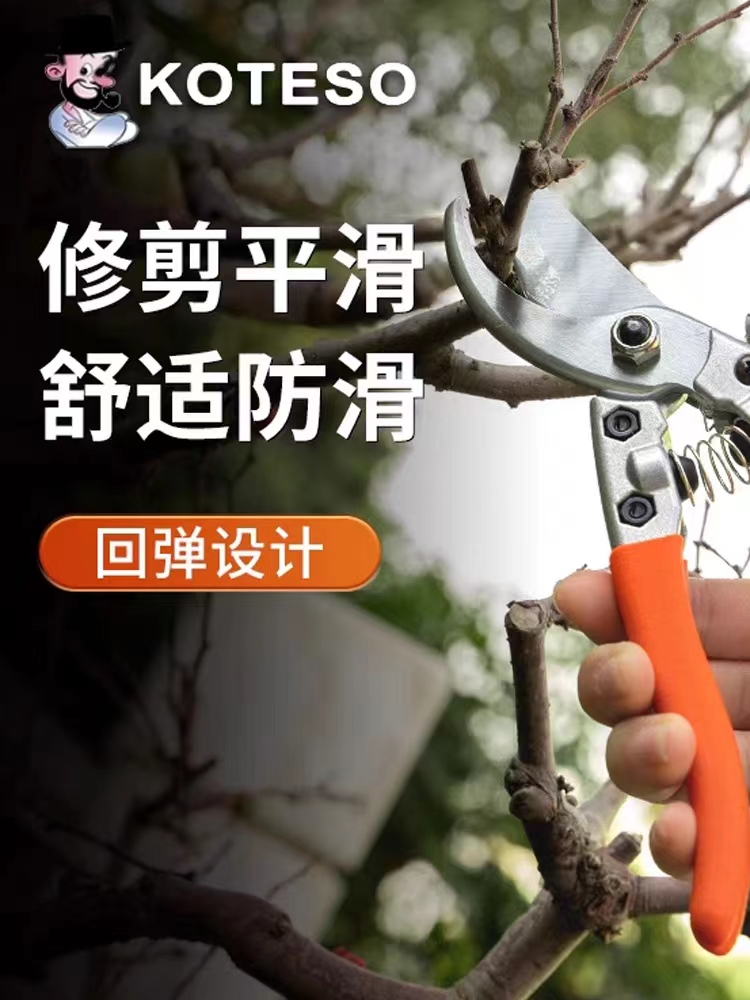 KOTESO开拓者老人头果树剪手工剪刀剪枝省力防滑工具