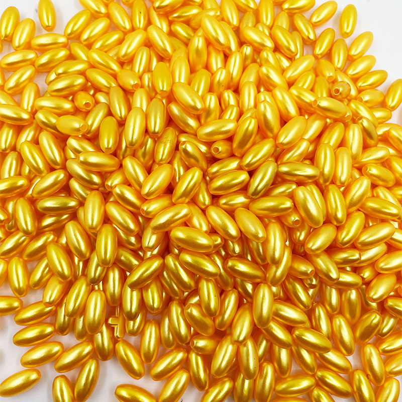 金色麦穗珠子材料包批发米粒珠子6*12mm散珠手工串珠米形珠辅料