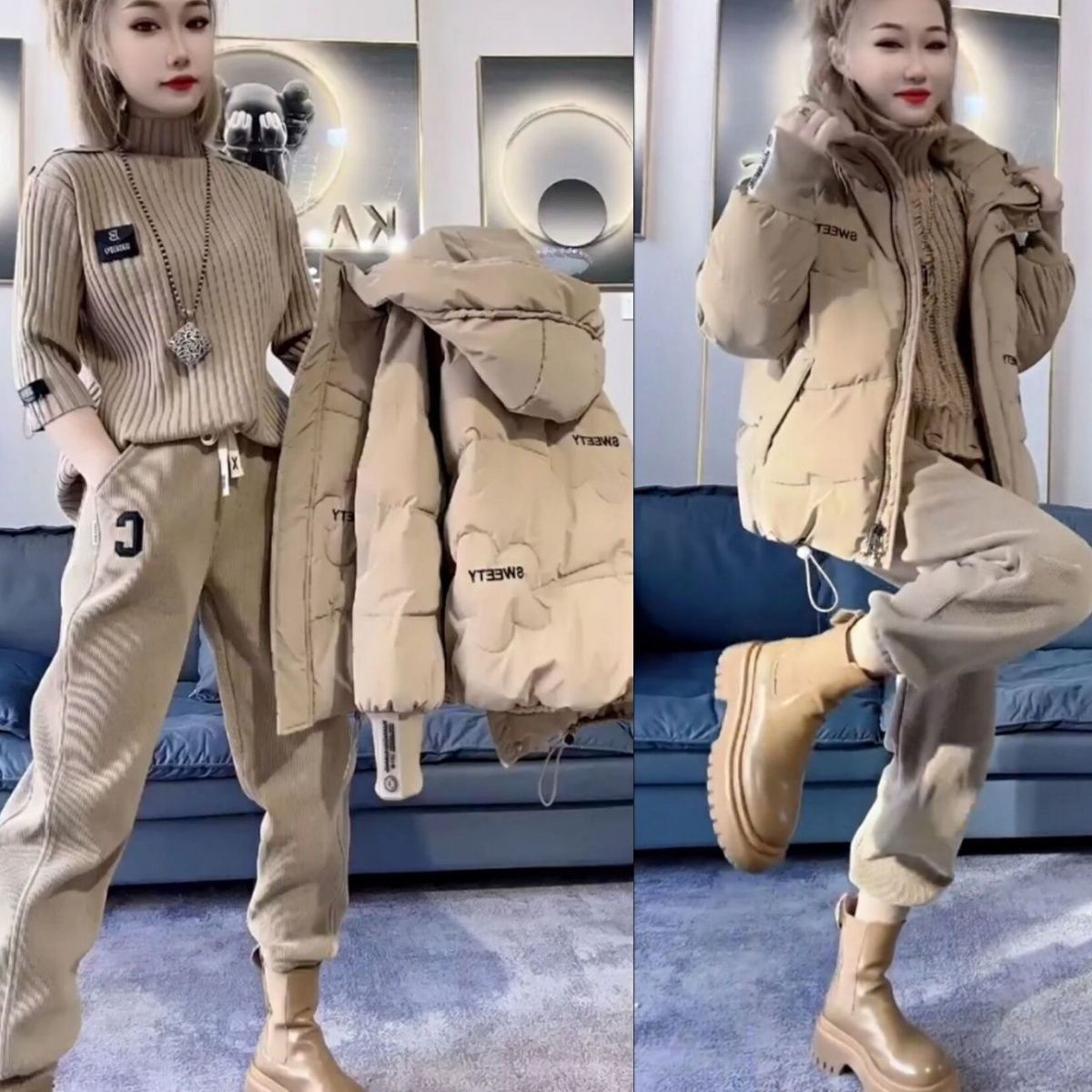 波司澄羽绒服免洗羽绒服女2022冬季爆款连帽宽松实用百搭时尚可爱