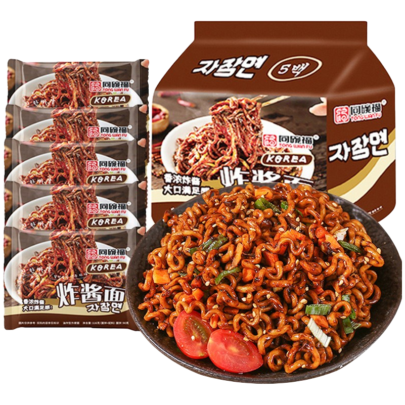 同碗福韩式炸酱面即食方便面杂酱面蟹黄拌面速食泡面宿舍夜宵食品
