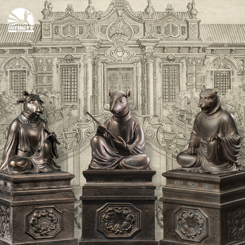 【开天工作室】国家图书馆十二生肖兽首全身像雕像雕塑收藏艺术