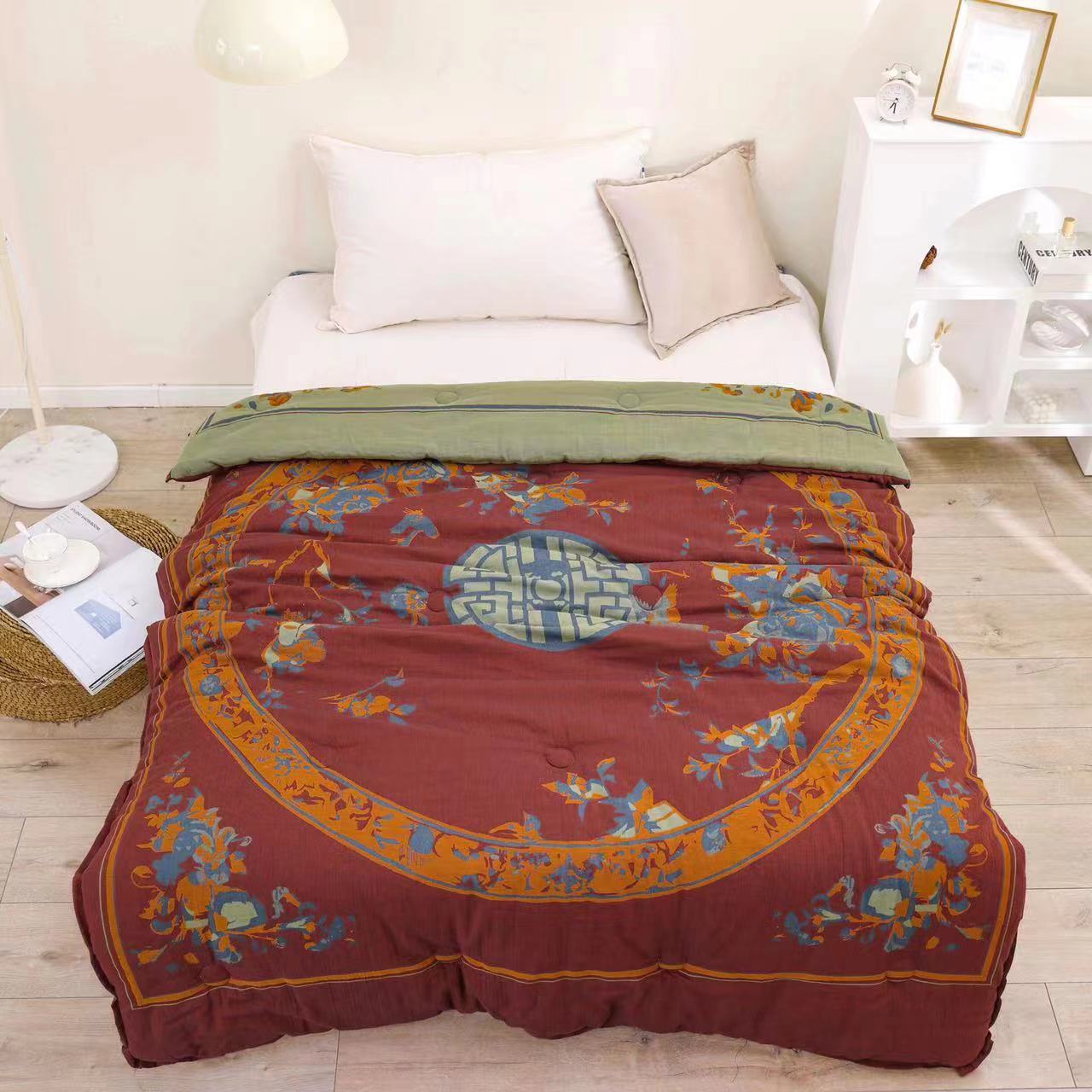 被子【福满园】1.5X2米 纯棉全棉 高端提花 双层纱单人加厚被子