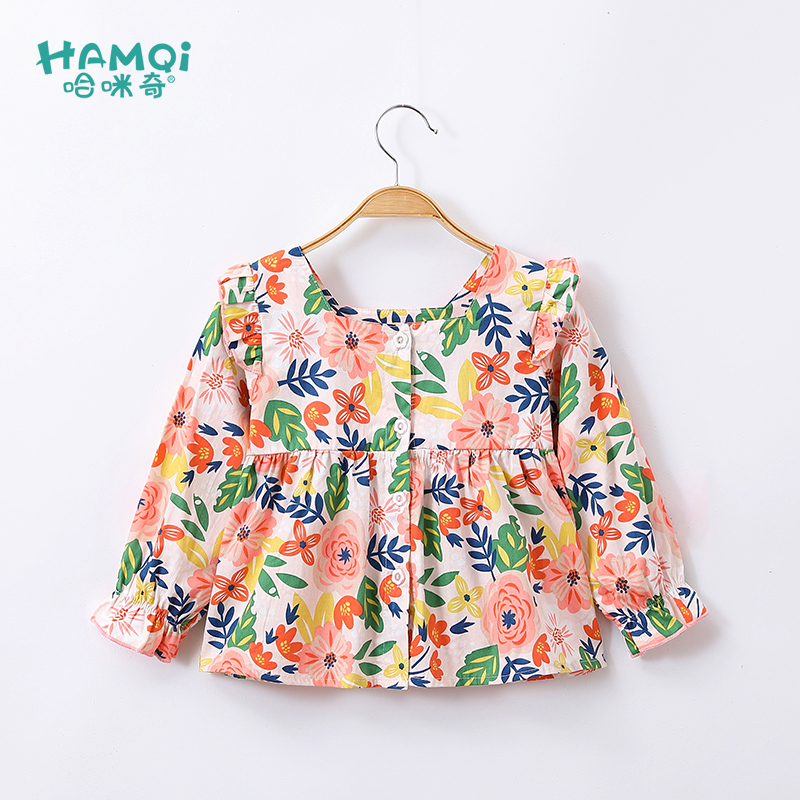 童装女童长袖秋季新款秋装儿童衬衫宝宝衣服碎花纯棉衬衣小童上衣