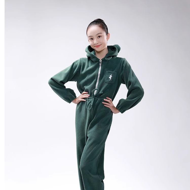 青青之舞|双面绒连体衣加绒舞蹈服芭蕾练功冬季连帽套装加厚保暖