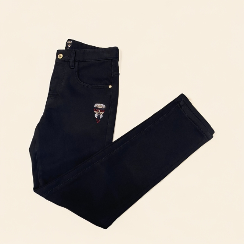 FEIDIMR老佛爷男牛仔裤子黑色修身裤设计师秋冬季时尚-062172红钻