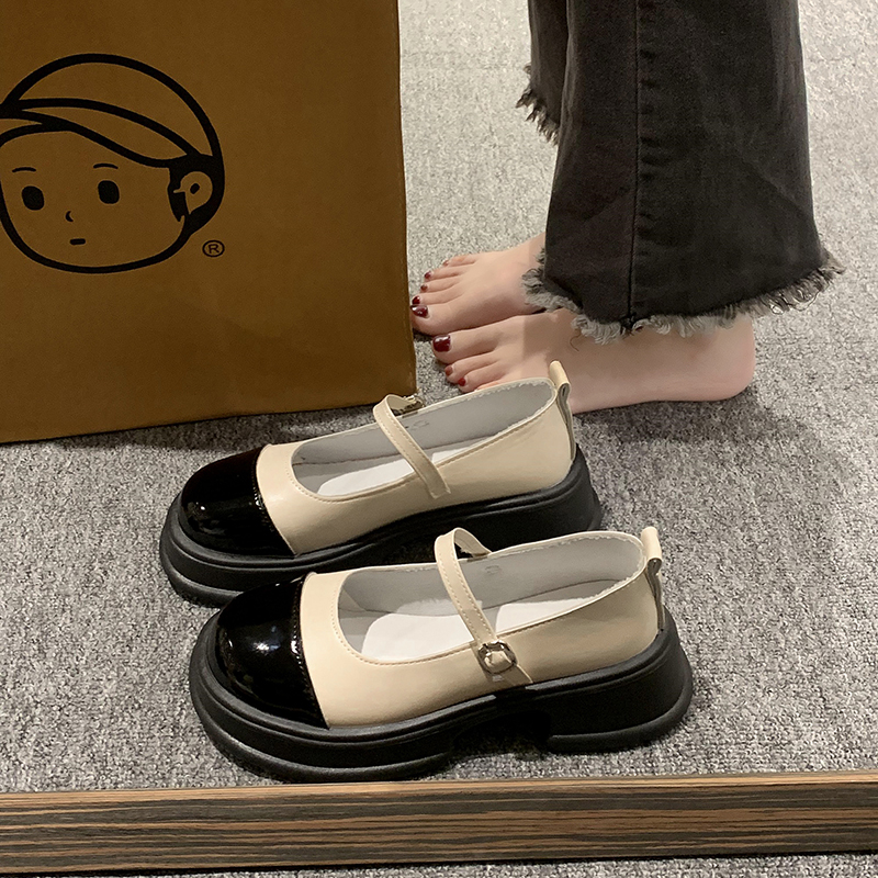 玛丽珍小皮鞋女2023春秋新款法式Lolita一字带大头娃娃配裙子单鞋