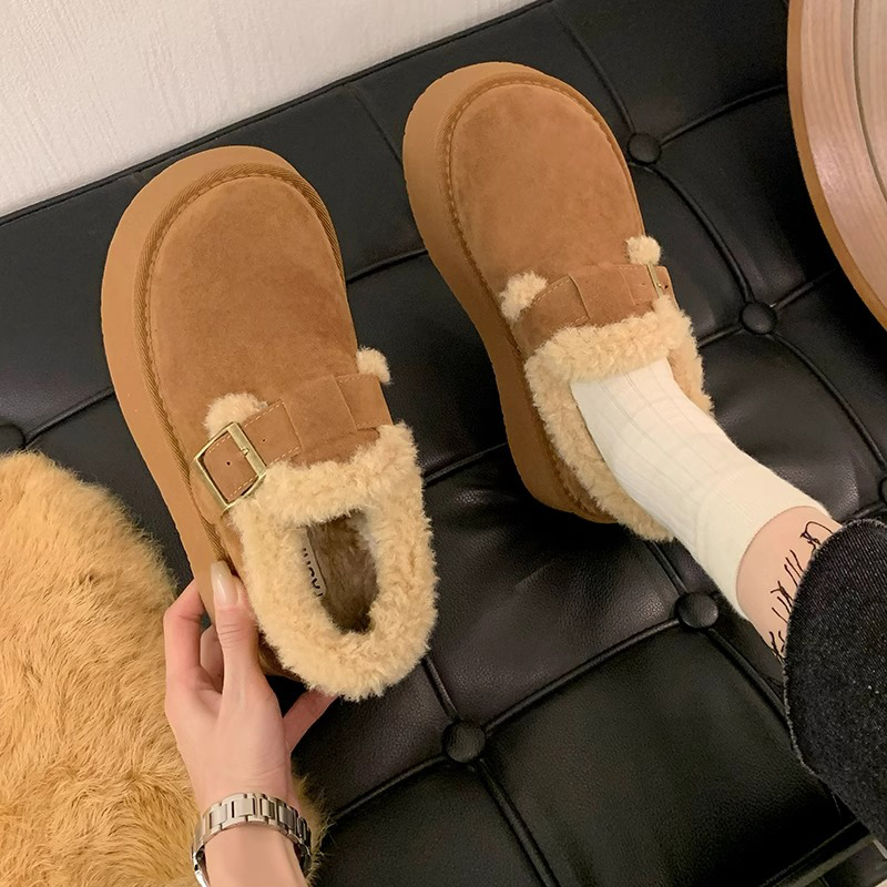 毛毛雪地靴女冬加绒加厚鞋子2023年新款厚底勃肯鞋保暖东北大棉鞋