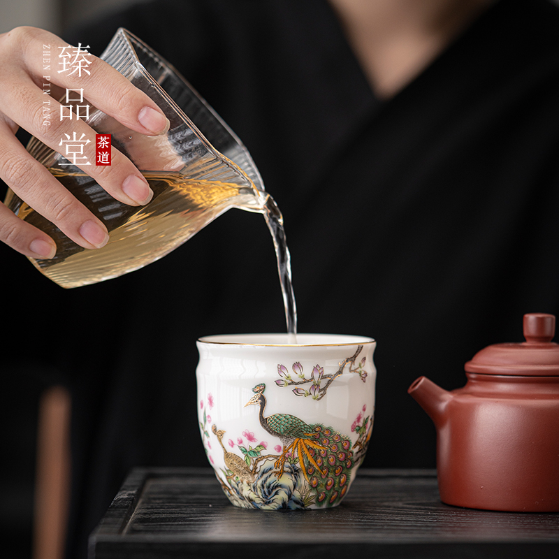 慢城臻品堂 陶瓷茶杯家用茶具主人杯羊脂玉小缸杯泡茶杯 1924