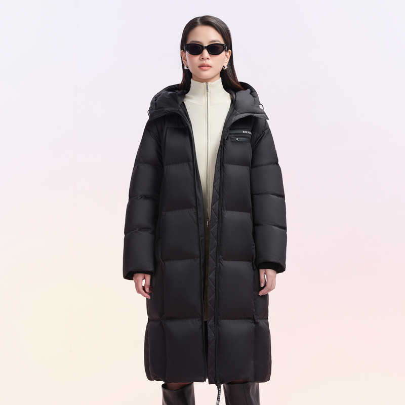 2024冬季新款品质泡芙系列羽绒服时尚休闲女士连帽中长款加厚保暖