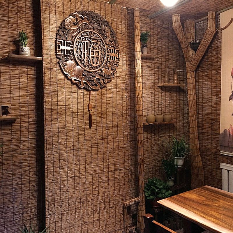 定做芦苇帘装饰复古中式优质草帘禅意草编遮阳帘隔断升降卷帘竹帘
