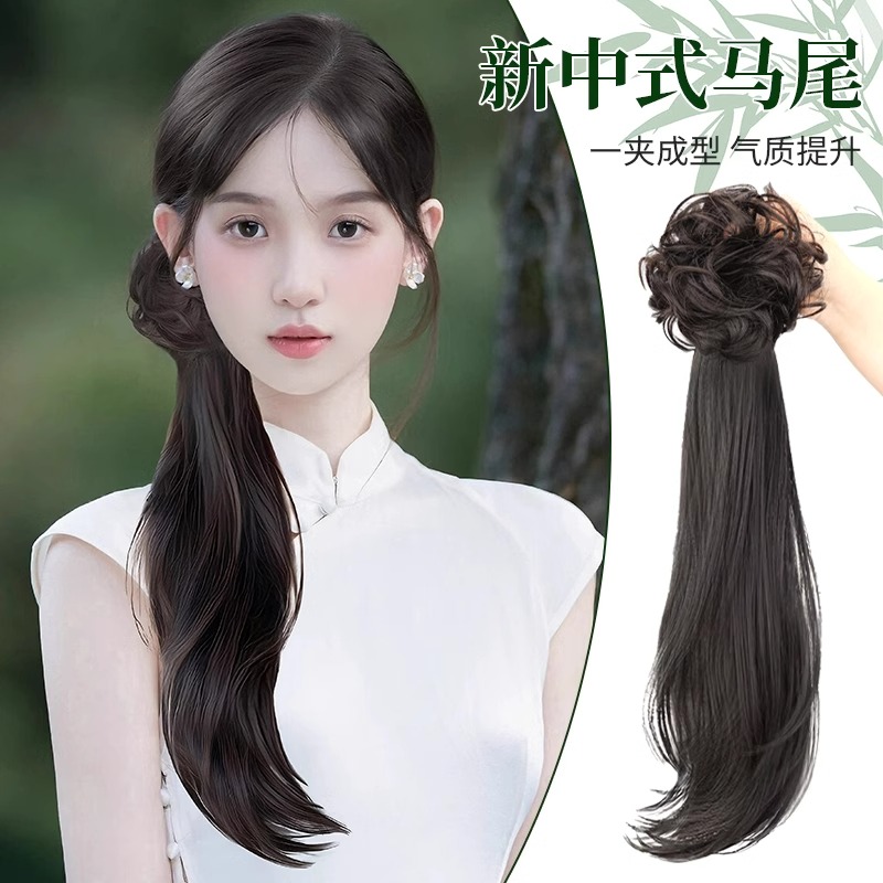 婷子假发/新中式长发抓夹辫子自然仿真发轻国风汉服旗袍假发抓夹