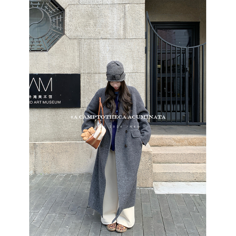 LUU桃喜儿/双面呢大衣外套女秋冬毛宽松毛呢绒呢子中长款慵懒