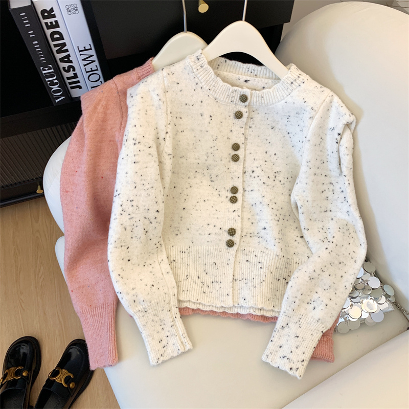 法式高级感洋气针织开衫女秋冬短款毛衣外套女款2023款