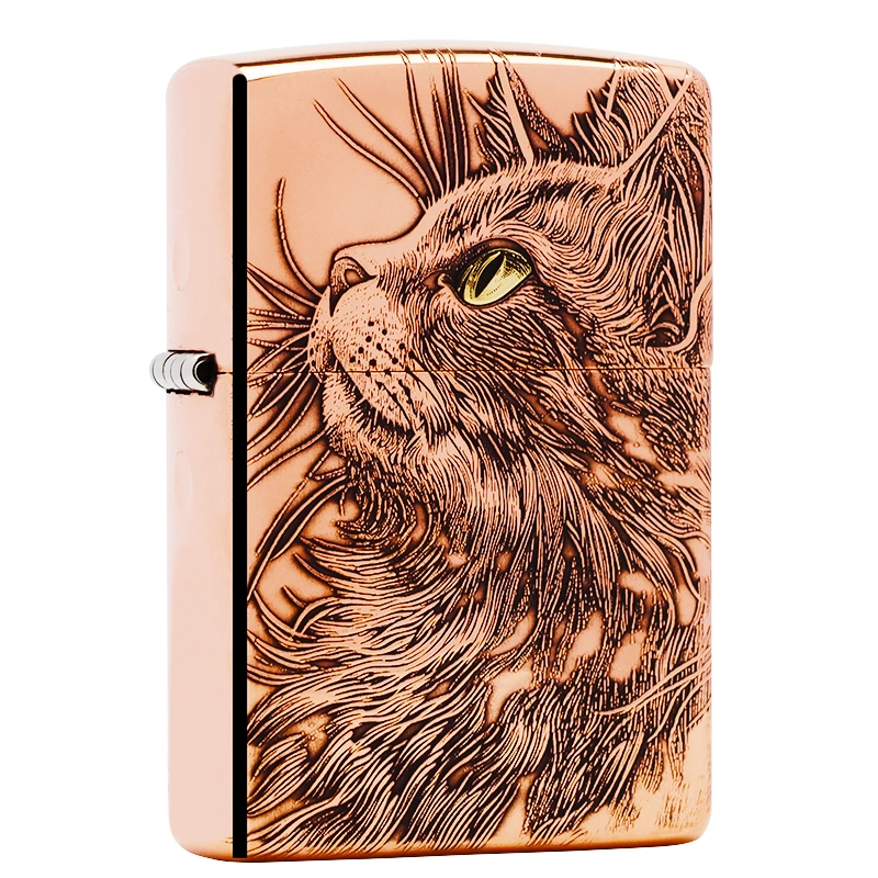 ZIPPO/之宝-紫铜仰望星空凝视之猫正品打火机DY9920FD