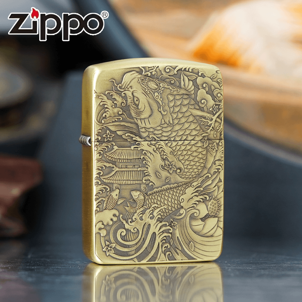ZIPPO正品打火机/妖月1941军机双面3D雕刻鱼跃龙门DY9913FD【阿明1