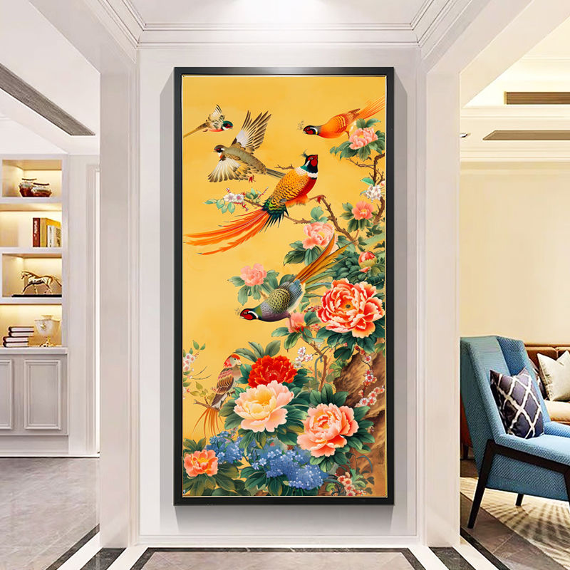 百鸟朝凤十字绣客厅玄关满绣41色无勾边