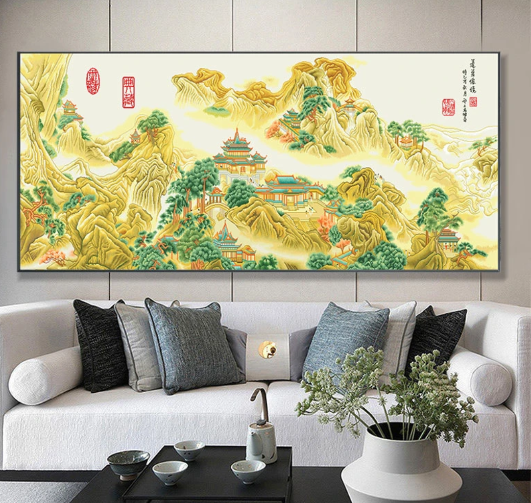 蓬莱仙境十字绣新款经典名画线绣客厅大幅高端自己绣展厅针情针艺