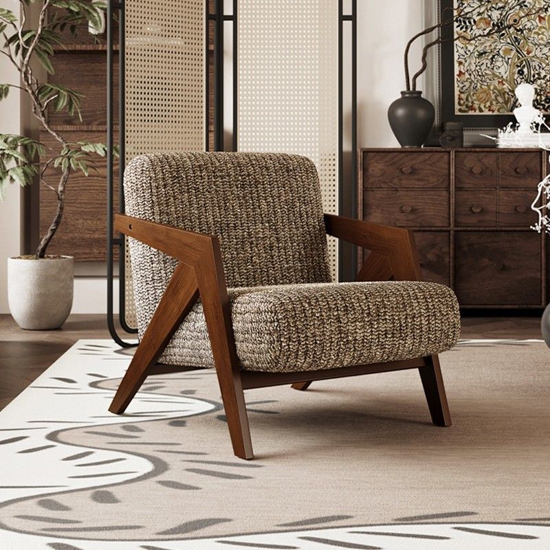 理查德椅家用轻奢复古设计师实木单人懒人沙发椅中古风客厅阳台椅