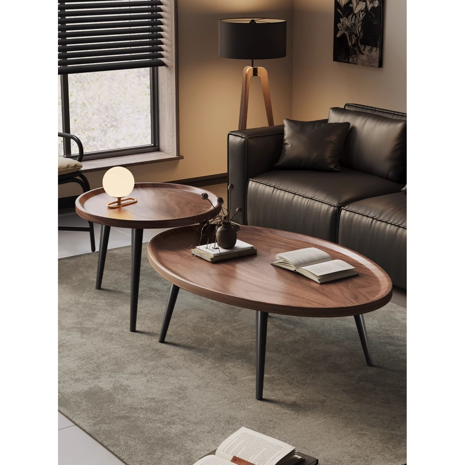 茶几简约现代酒店中式圆形茶桌家用客厅小户型沙发边几小桌子