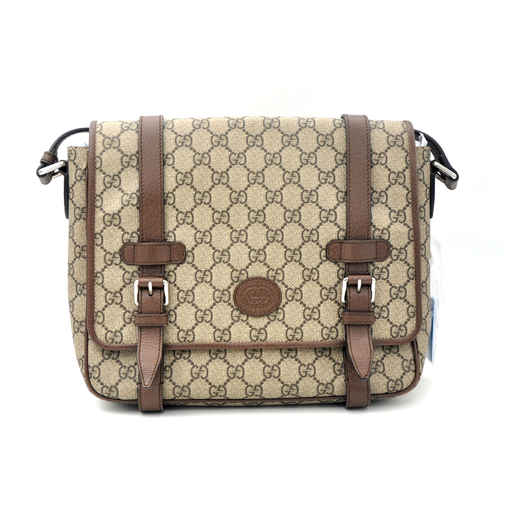 95新 GUCCI/古驰 98新 新款老花双扣小号翻盖邮差包29＊24/69482