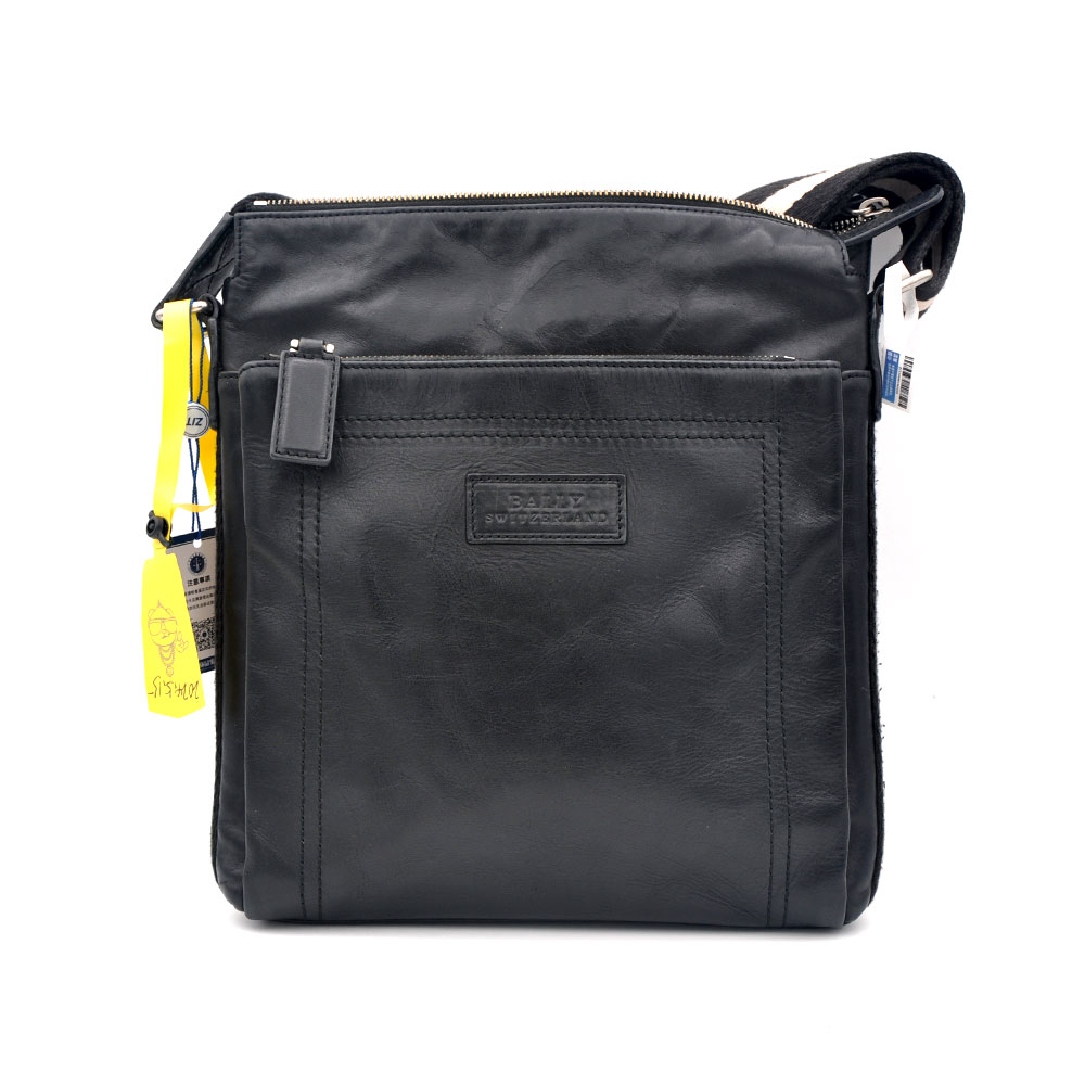 95新 BALLY/巴利 97新 黑色油蜡皮单肩斜挎包25*30/08881