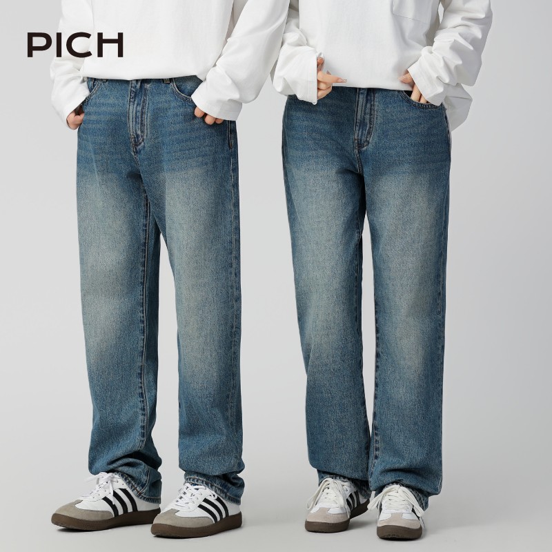 PICH 基础直筒牛仔裤长裤高街秋冬直筒裤休闲宽松裤子