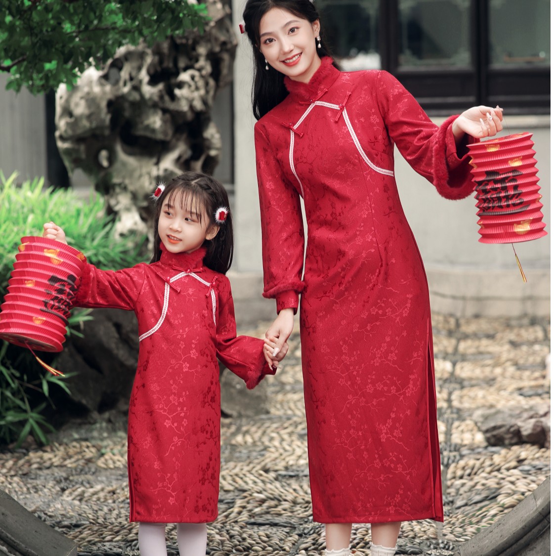 【9007】旗袍女童国风红色长款民族风加厚冬款加绒公主国潮中式复古
